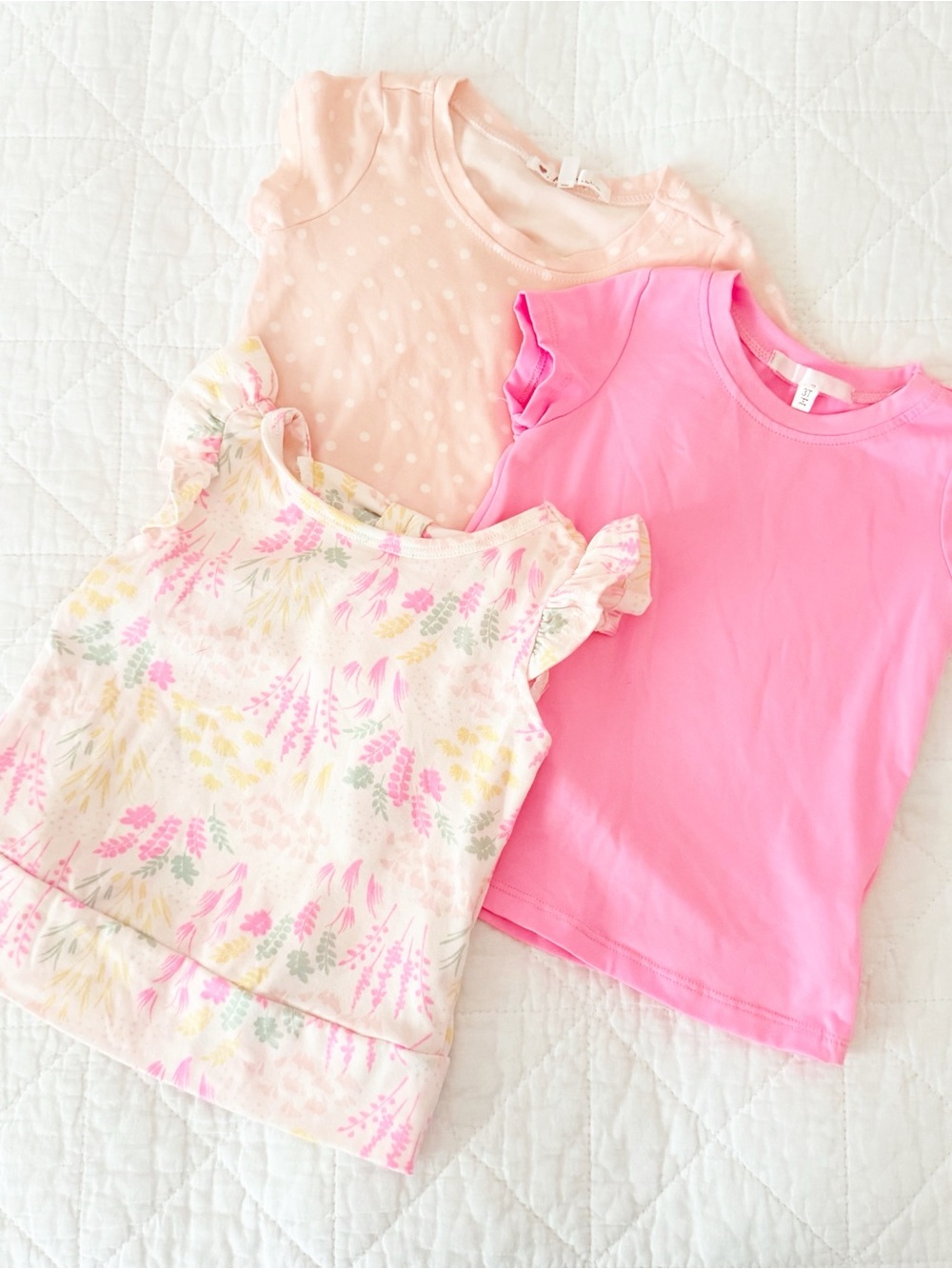 Toddler 3T Pink & Floral Short Sleeve Tops Bundle of 3